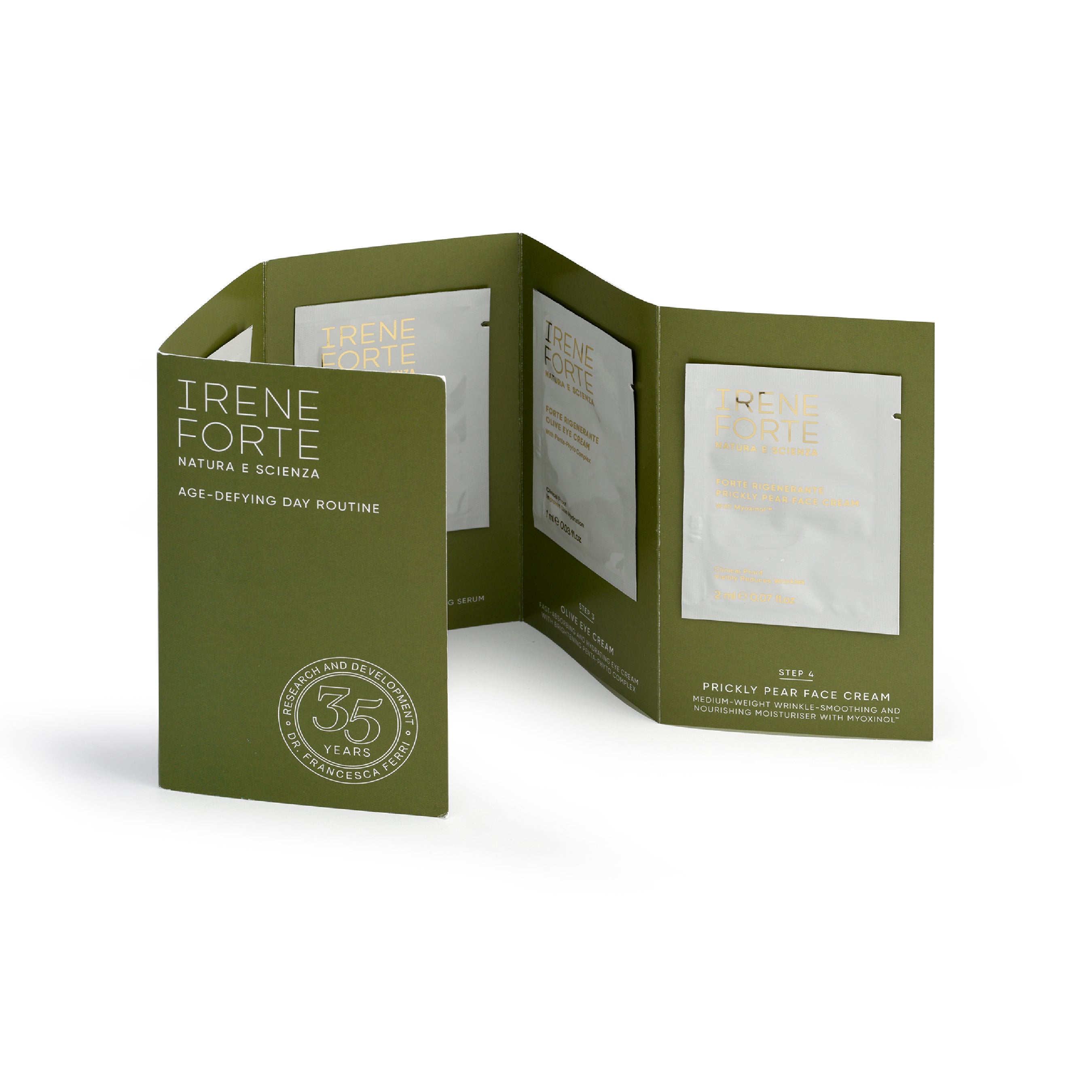 Green skincare product packaging with &