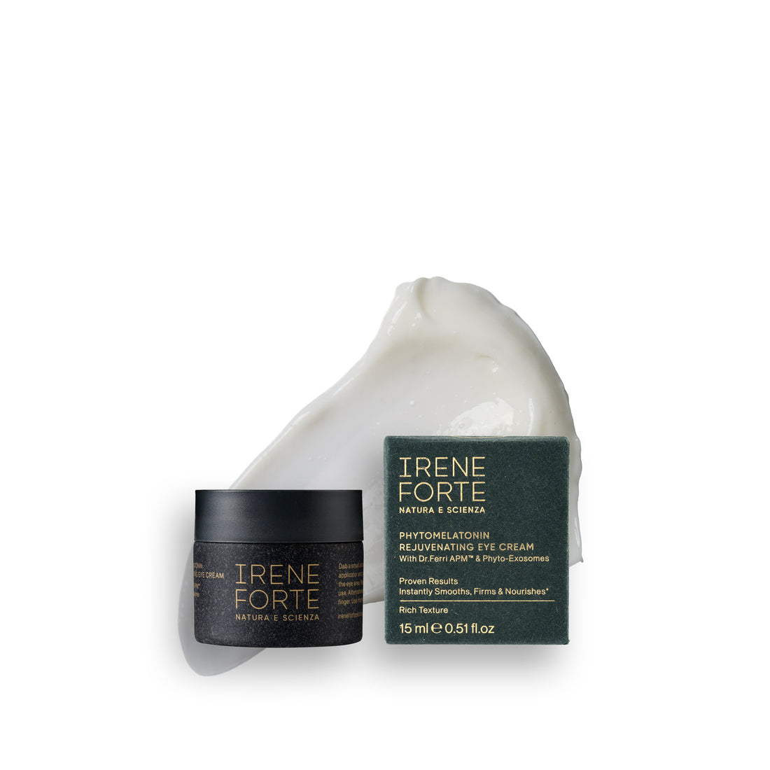 Phytomelatonin Rejuvenating Eye Cream packaging with swatch